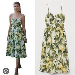 H&M Lemon Printed Midi Dress